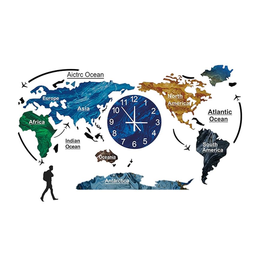 [未使用]世界地図　壁掛け時計 Amazon.co.jp: 世界地図 掛け時計, クリエイティブ モダン 大